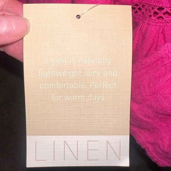 NWT Calligraphie Linen Tie Front Bell Sleeve Top Hot Pink 🩷Large Bohemian - Picture 11 of 11